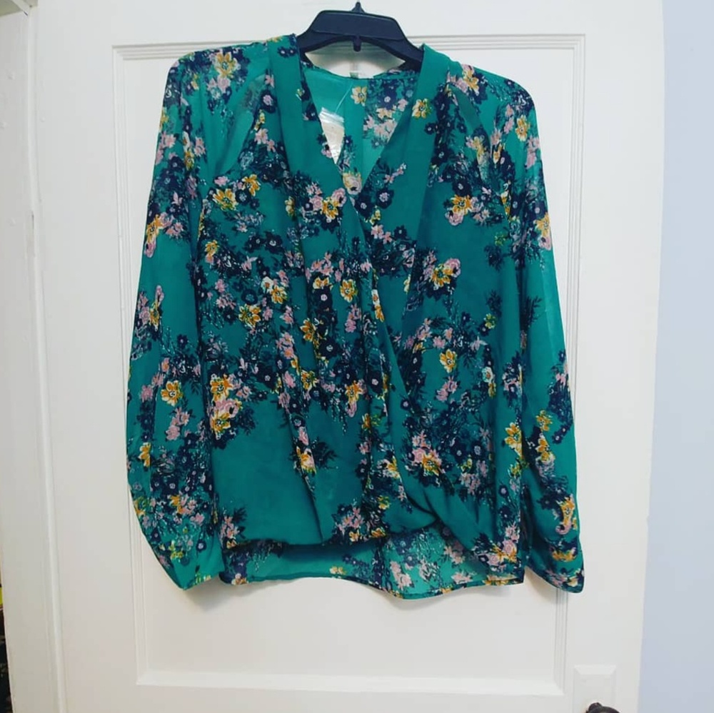 Green Floral Blouse
